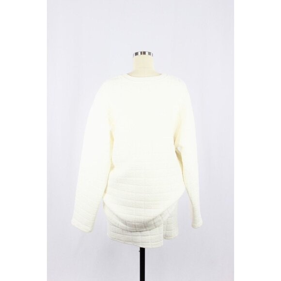 NWOT ZARA Ivory White Plush Quilted Jersey Sweatshirt Mini Skirt Set, Size M/L - Picture 3 of 12
